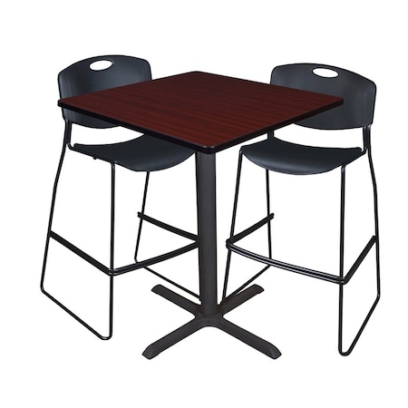 Cain Cain Cafe Table & Chair Set, 36 W, 36 L, 42 H, Mahogany TCB3636MH4495BK
